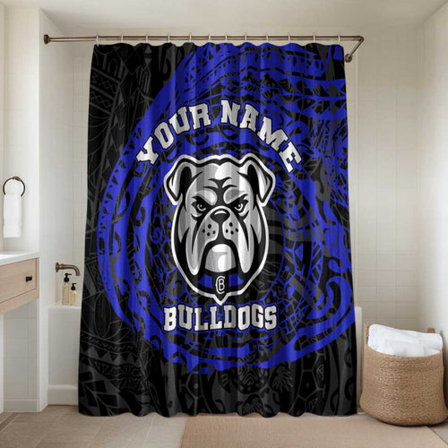 Personalized Canterbury-Bankstown Bulldogs Bathroom Set Polynesian Tribal Chest and Sleeve Tattoo