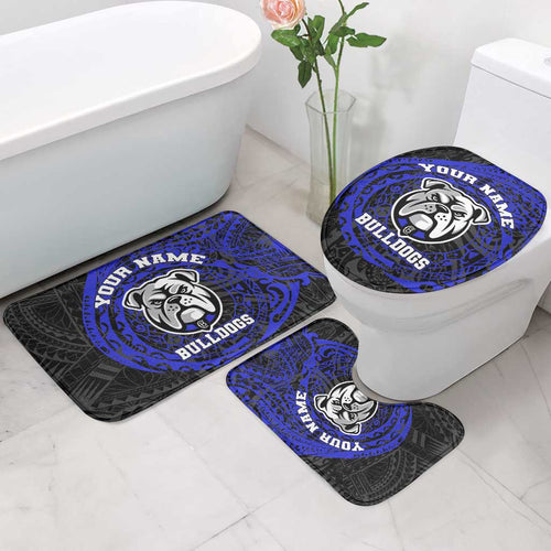 Personalized Canterbury-Bankstown Bulldogs Bathroom Set Polynesian Tribal Chest and Sleeve Tattoo