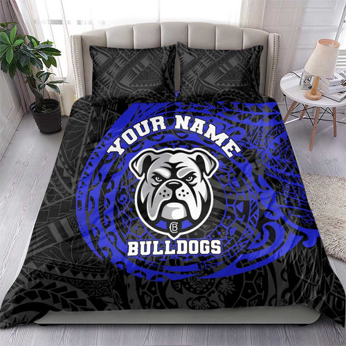 Personalized Canterbury-Bankstown Bulldogs Bedding Set Polynesian Tribal Chest and Sleeve Tattoo