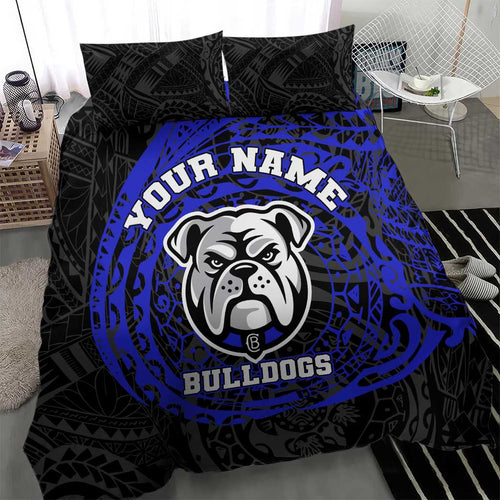 Personalized Canterbury-Bankstown Bulldogs Bedding Set Polynesian Tribal Chest and Sleeve Tattoo