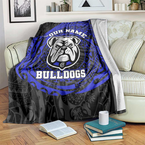 Personalized Canterbury-Bankstown Bulldogs Blanket Polynesian Tribal Chest and Sleeve Tattoo