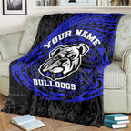 Personalized Canterbury-Bankstown Bulldogs Blanket Polynesian Tribal Chest and Sleeve Tattoo