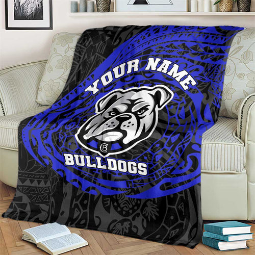 Personalized Canterbury-Bankstown Bulldogs Blanket Polynesian Tribal Chest and Sleeve Tattoo