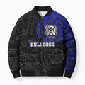 Personalized Canterbury-Bankstown Bulldogs Bomber Puffer Jacket Polynesian Tribal Chest and Sleeve Tattoo