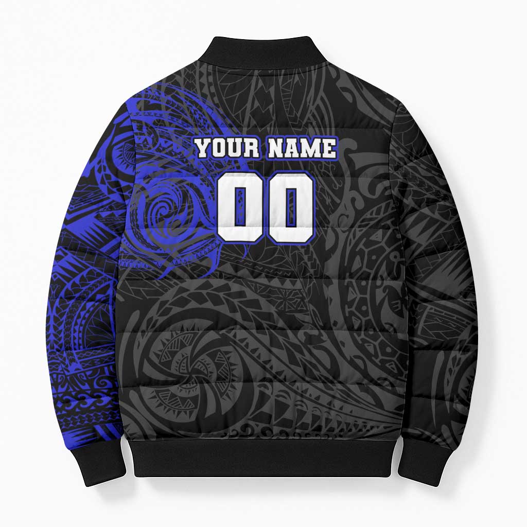 Personalized Canterbury-Bankstown Bulldogs Bomber Puffer Jacket Polynesian Tribal Chest and Sleeve Tattoo
