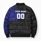 Personalized Canterbury-Bankstown Bulldogs Bomber Puffer Jacket Polynesian Tribal Chest and Sleeve Tattoo