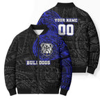Personalized Canterbury-Bankstown Bulldogs Bomber Puffer Jacket Polynesian Tribal Chest and Sleeve Tattoo