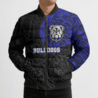 Personalized Canterbury-Bankstown Bulldogs Bomber Puffer Jacket Polynesian Tribal Chest and Sleeve Tattoo