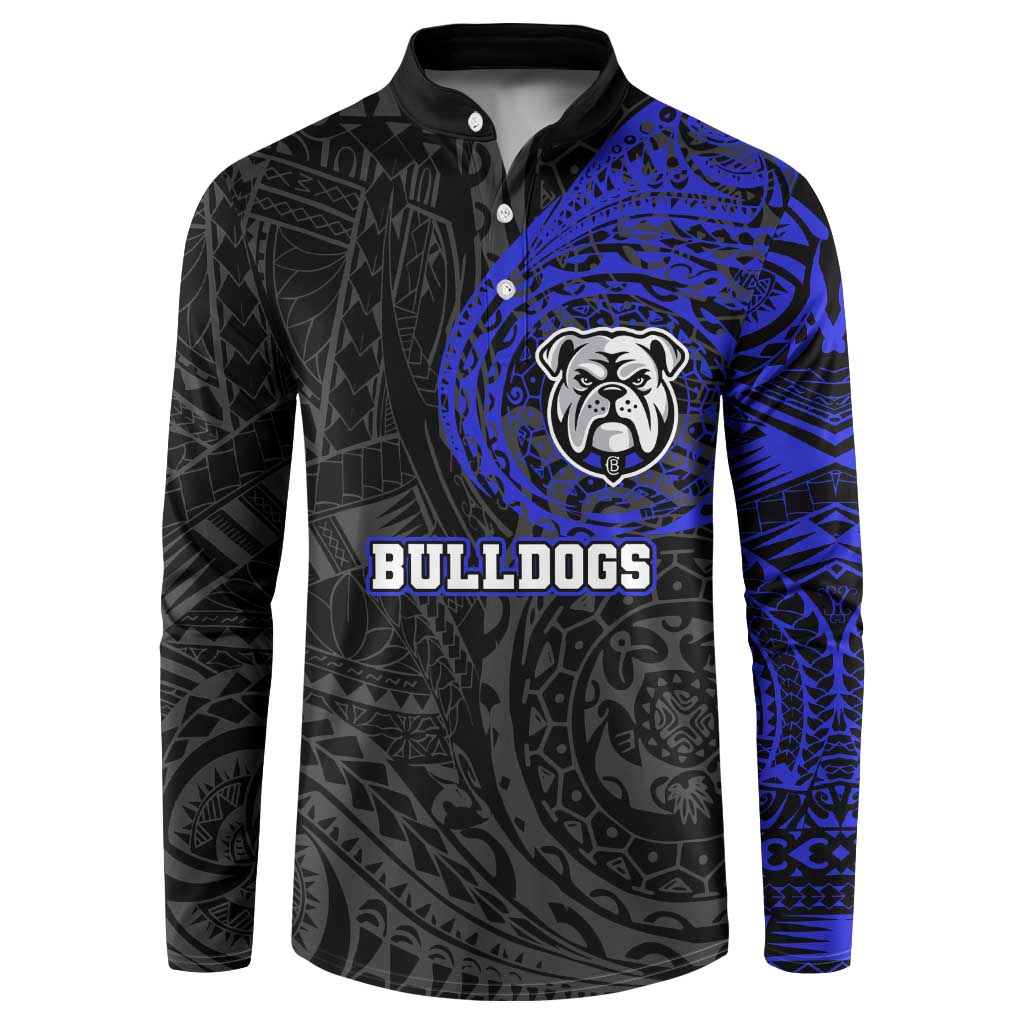 Personalized Canterbury-Bankstown Bulldogs Button Sweatshirt Polynesian Tribal Chest and Sleeve Tattoo