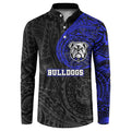 Personalized Canterbury-Bankstown Bulldogs Button Sweatshirt Polynesian Tribal Chest and Sleeve Tattoo