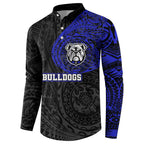 Personalized Canterbury-Bankstown Bulldogs Button Sweatshirt Polynesian Tribal Chest and Sleeve Tattoo
