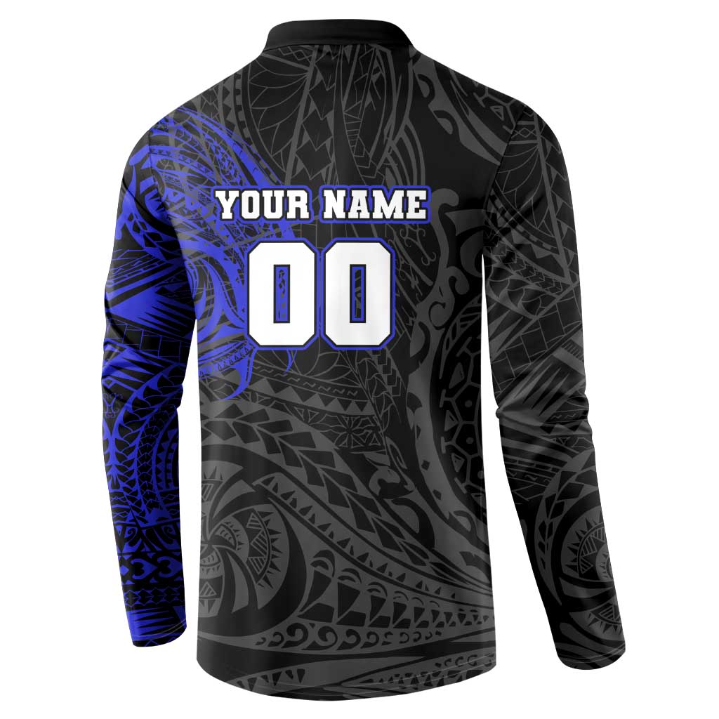 Personalized Canterbury-Bankstown Bulldogs Button Sweatshirt Polynesian Tribal Chest and Sleeve Tattoo