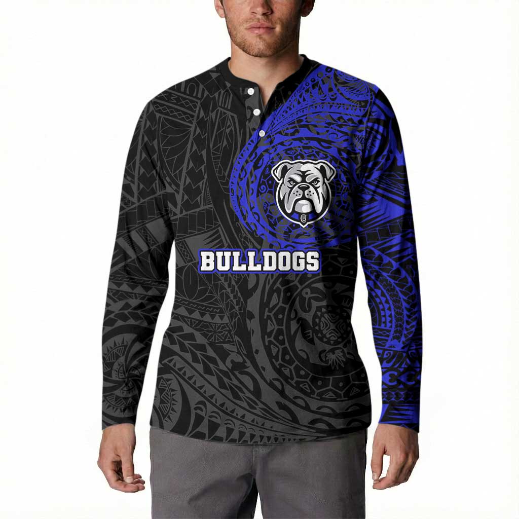 Personalized Canterbury-Bankstown Bulldogs Button Sweatshirt Polynesian Tribal Chest and Sleeve Tattoo