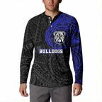 Personalized Canterbury-Bankstown Bulldogs Button Sweatshirt Polynesian Tribal Chest and Sleeve Tattoo
