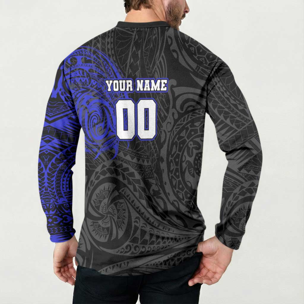 Personalized Canterbury-Bankstown Bulldogs Button Sweatshirt Polynesian Tribal Chest and Sleeve Tattoo