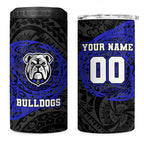 Personalized Canterbury-Bankstown Bulldogs 4 in 1 Can Cooler Tumbler Polynesian Tribal Chest and Sleeve Tattoo