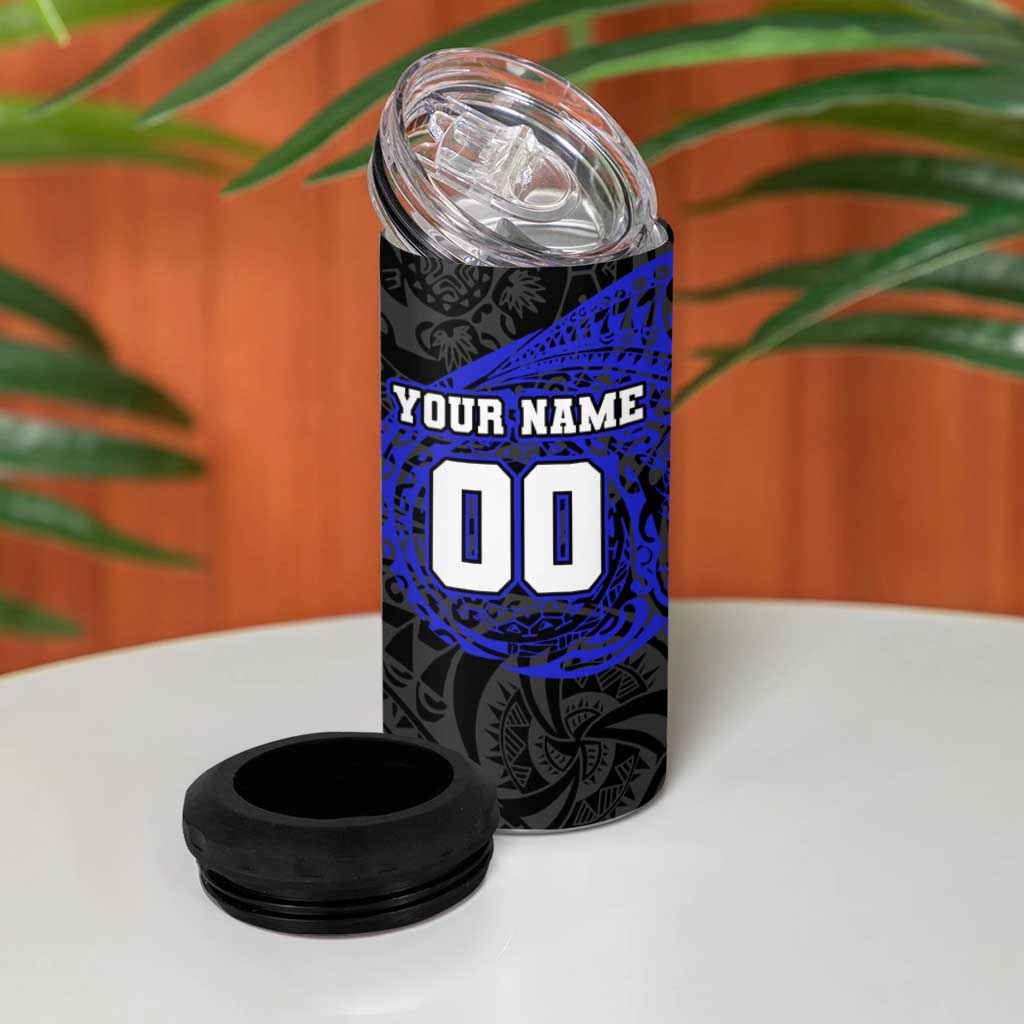 Personalized Canterbury-Bankstown Bulldogs 4 in 1 Can Cooler Tumbler Polynesian Tribal Chest and Sleeve Tattoo