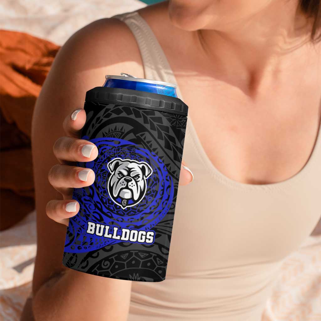 Personalized Canterbury-Bankstown Bulldogs 4 in 1 Can Cooler Tumbler Polynesian Tribal Chest and Sleeve Tattoo