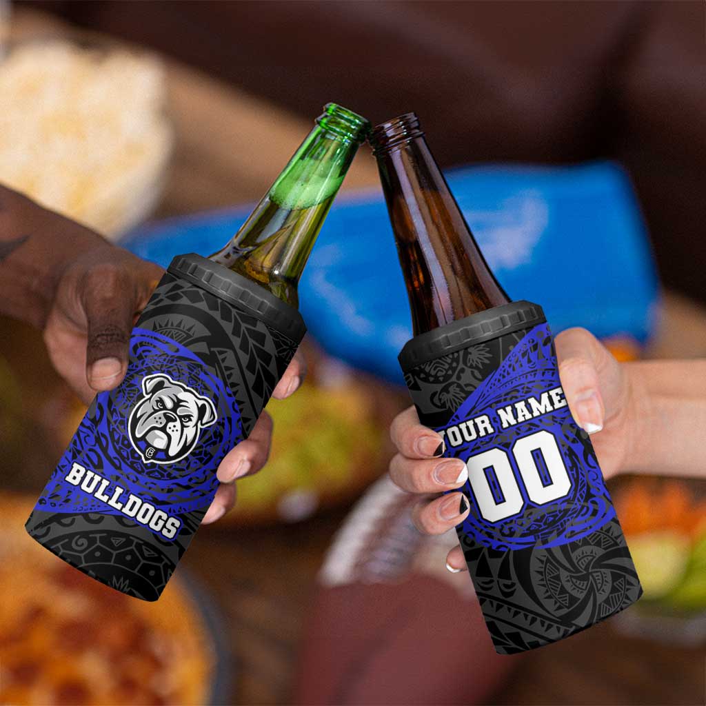 Personalized Canterbury-Bankstown Bulldogs 4 in 1 Can Cooler Tumbler Polynesian Tribal Chest and Sleeve Tattoo