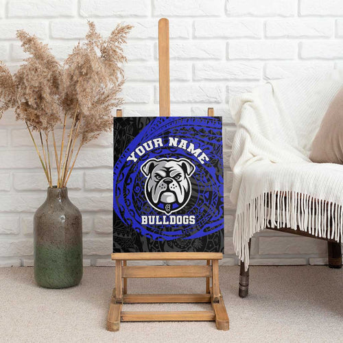 Personalized Canterbury-Bankstown Bulldogs Canvas Wall Art Polynesian Tribal Chest and Sleeve Tattoo