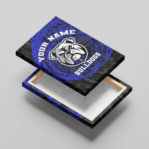 Personalized Canterbury-Bankstown Bulldogs Canvas Wall Art Polynesian Tribal Chest and Sleeve Tattoo