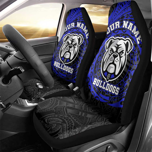 Personalized Canterbury-Bankstown Bulldogs Car Seat Cover Polynesian Tribal Chest and Sleeve Tattoo