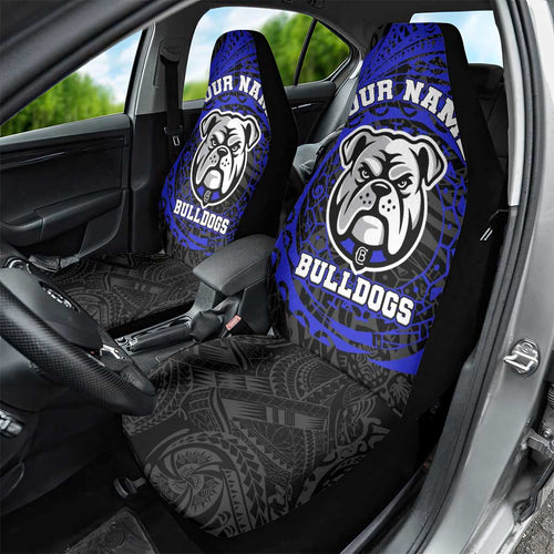 Personalized Canterbury-Bankstown Bulldogs Car Seat Cover Polynesian Tribal Chest and Sleeve Tattoo