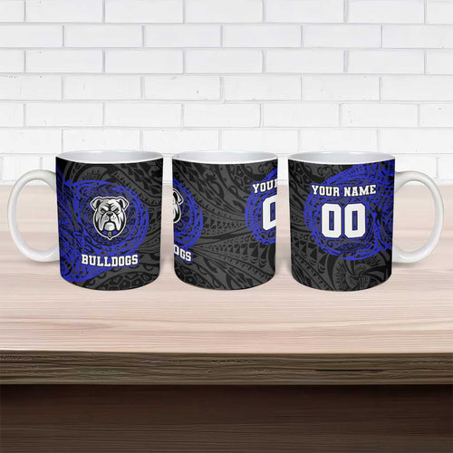 Personalized Canterbury-Bankstown Bulldogs Ceramic Mug Polynesian Tribal Chest and Sleeve Tattoo