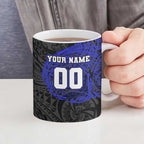 Personalized Canterbury-Bankstown Bulldogs Ceramic Mug Polynesian Tribal Chest and Sleeve Tattoo