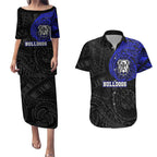 Personalized Canterbury-Bankstown Bulldogs Couples Matching Puletasi and Hawaiian Shirt Polynesian Tribal Chest and Sleeve Tattoo