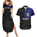 Personalized Canterbury-Bankstown Bulldogs Couples Matching Summer Maxi Dress and Hawaiian Shirt Polynesian Tribal Chest and Sleeve Tattoo
