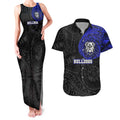 Personalized Canterbury-Bankstown Bulldogs Couples Matching Tank Maxi Dress and Hawaiian Shirt Polynesian Tribal Chest and Sleeve Tattoo