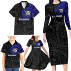 Personalized Canterbury-Bankstown Bulldogs Family Matching Long Sleeve Bodycon Dress and Hawaiian Shirt Polynesian Tribal Chest and Sleeve Tattoo