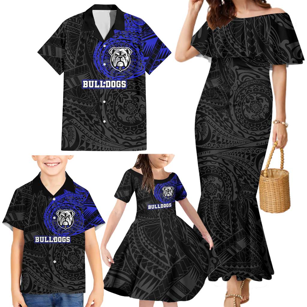 Personalized Canterbury-Bankstown Bulldogs Family Matching Mermaid Dress and Hawaiian Shirt Polynesian Tribal Chest and Sleeve Tattoo