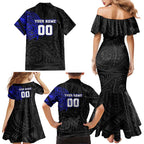 Personalized Canterbury-Bankstown Bulldogs Family Matching Mermaid Dress and Hawaiian Shirt Polynesian Tribal Chest and Sleeve Tattoo