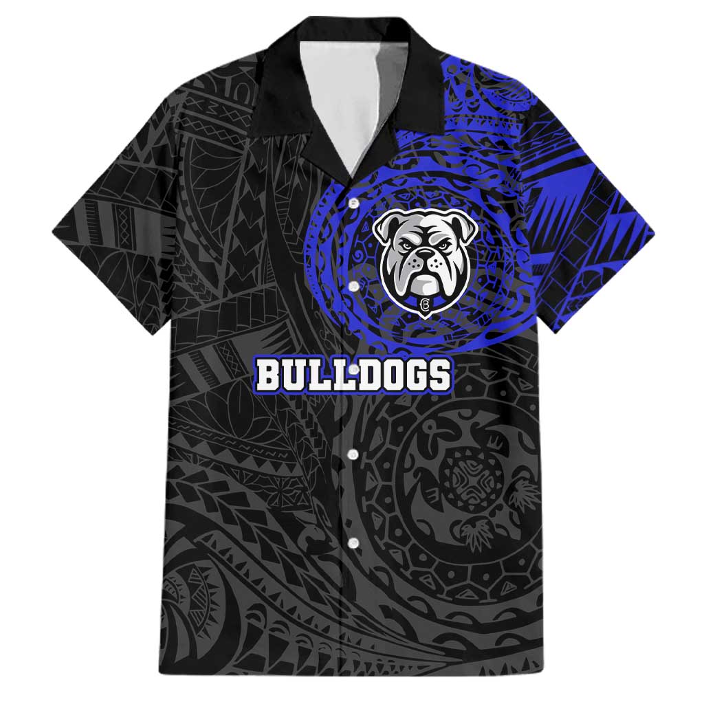 Personalized Canterbury-Bankstown Bulldogs Family Matching Off Shoulder Maxi Dress and Hawaiian Shirt Polynesian Tribal Chest and Sleeve Tattoo