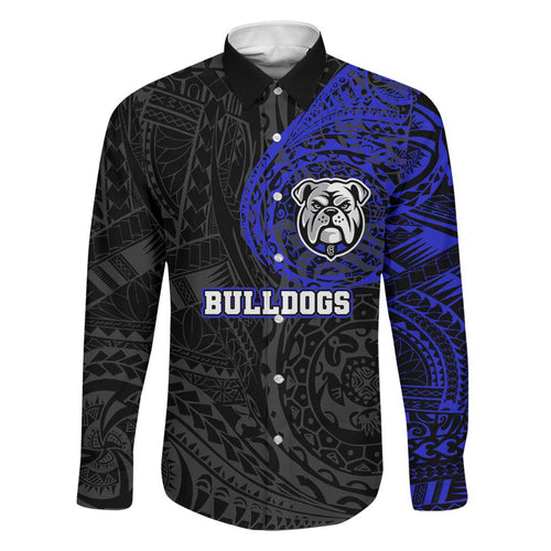 Personalized Canterbury-Bankstown Bulldogs Family Matching Off Shoulder Maxi Dress and Hawaiian Shirt Polynesian Tribal Chest and Sleeve Tattoo
