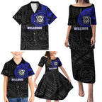 Personalized Canterbury-Bankstown Bulldogs Family Matching Puletasi and Hawaiian Shirt Polynesian Tribal Chest and Sleeve Tattoo