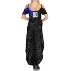 Personalized Canterbury-Bankstown Bulldogs Family Matching Summer Maxi Dress and Hawaiian Shirt Polynesian Tribal Chest and Sleeve Tattoo