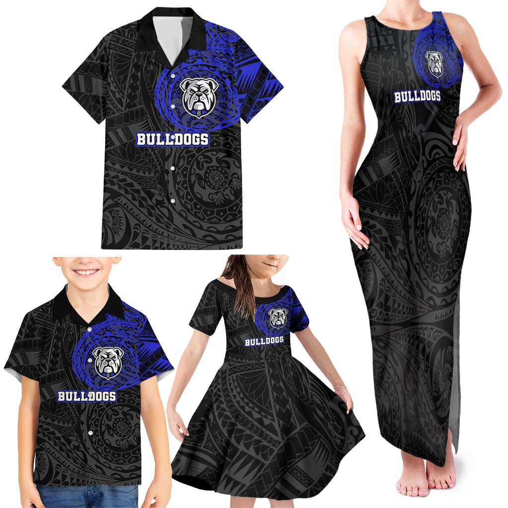 Personalized Canterbury-Bankstown Bulldogs Family Matching Tank Maxi Dress and Hawaiian Shirt Polynesian Tribal Chest and Sleeve Tattoo