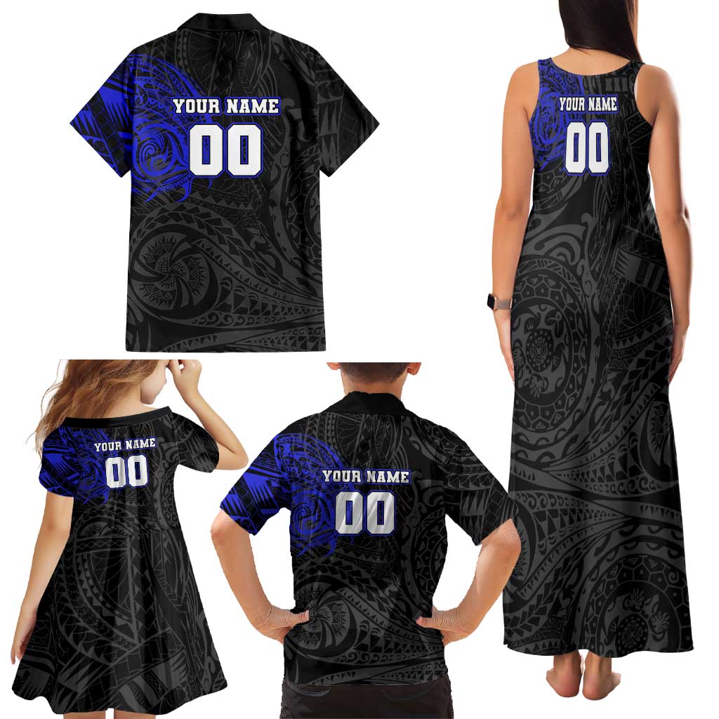 Personalized Canterbury-Bankstown Bulldogs Family Matching Tank Maxi Dress and Hawaiian Shirt Polynesian Tribal Chest and Sleeve Tattoo