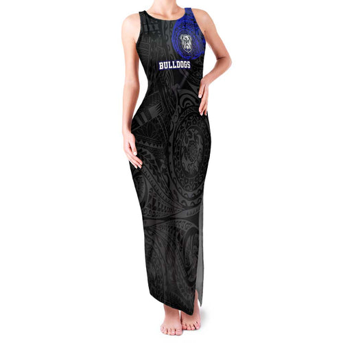 Personalized Canterbury-Bankstown Bulldogs Family Matching Tank Maxi Dress and Hawaiian Shirt Polynesian Tribal Chest and Sleeve Tattoo