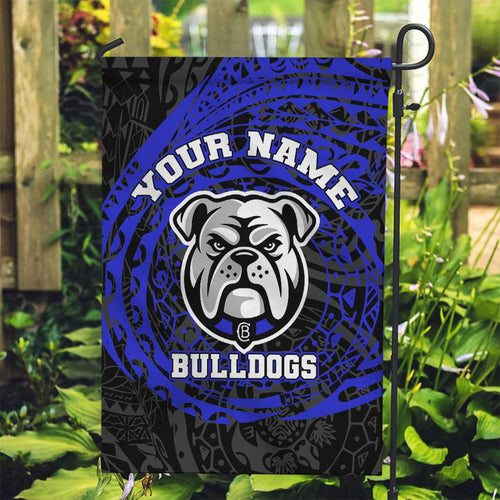 Personalized Canterbury-Bankstown Bulldogs Garden Flag Polynesian Tribal Chest and Sleeve Tattoo