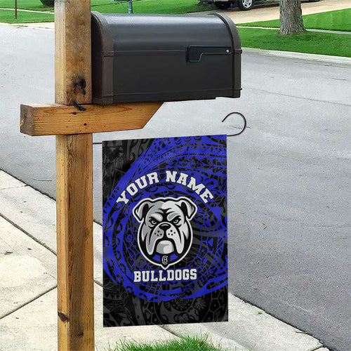 Personalized Canterbury-Bankstown Bulldogs Garden Flag Polynesian Tribal Chest and Sleeve Tattoo