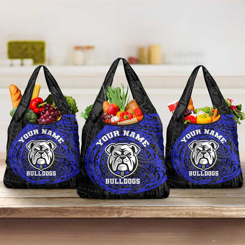 Personalized Canterbury-Bankstown Bulldogs Grocery Bag Polynesian Tribal Chest and Sleeve Tattoo
