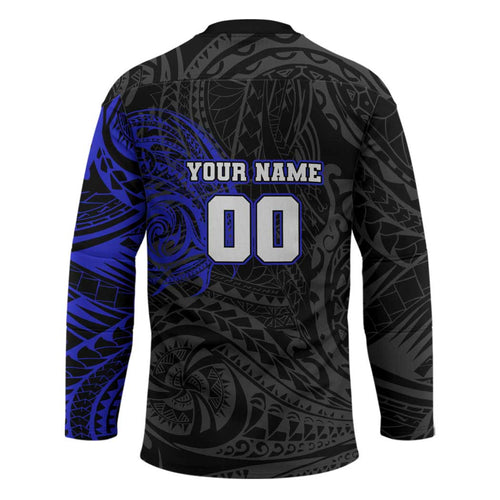 Personalized Canterbury-Bankstown Bulldogs Hockey Jersey Polynesian Tribal Chest and Sleeve Tattoo