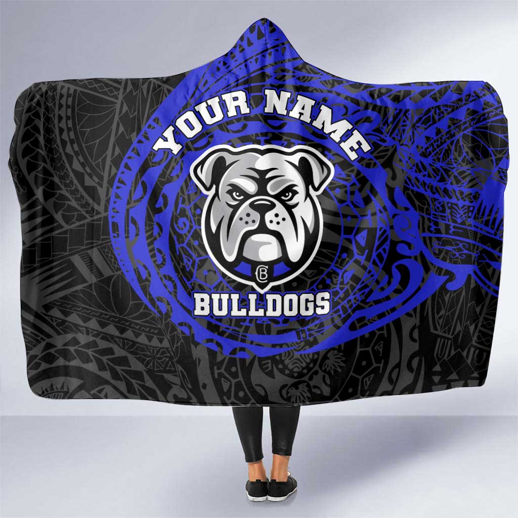 Personalized Canterbury-Bankstown Bulldogs Hooded Blanket Polynesian Tribal Chest and Sleeve Tattoo
