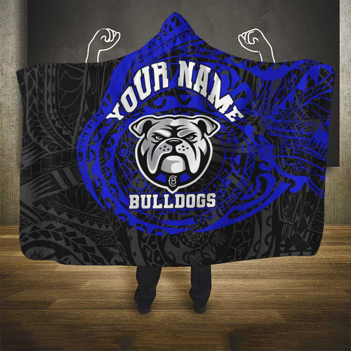 Personalized Canterbury-Bankstown Bulldogs Hooded Blanket Polynesian Tribal Chest and Sleeve Tattoo