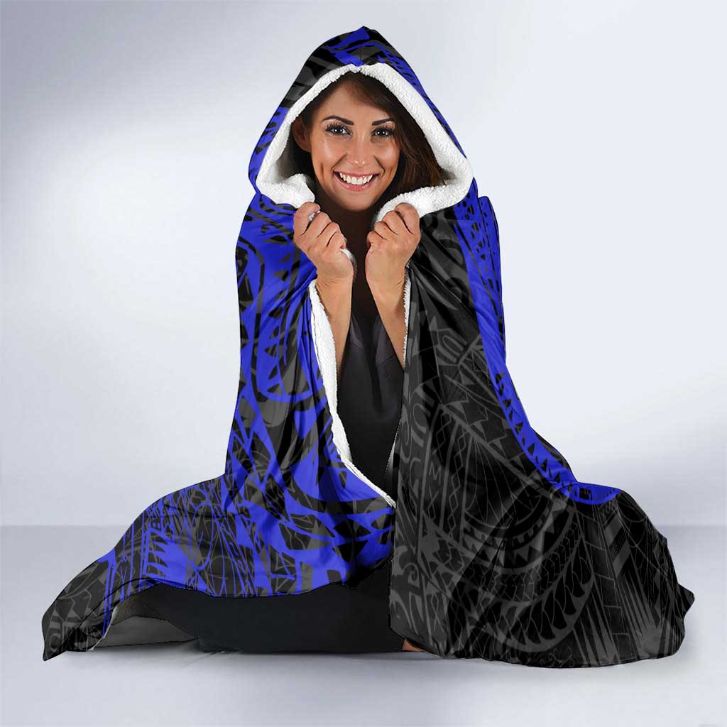 Personalized Canterbury-Bankstown Bulldogs Hooded Blanket Polynesian Tribal Chest and Sleeve Tattoo