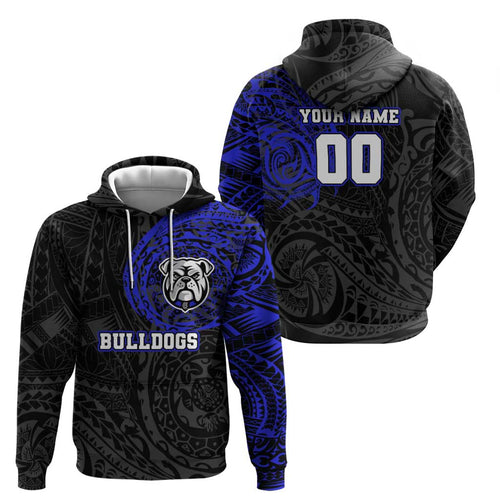 Personalized Canterbury-Bankstown Bulldogs Hoodie Polynesian Tribal Chest and Sleeve Tattoo